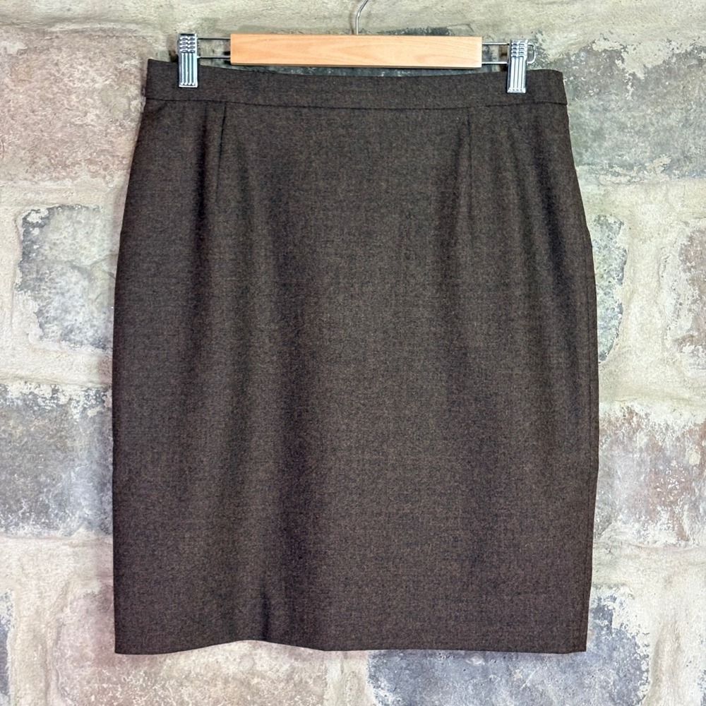VTG Escada Margaretha Ley Brown Marl Wool Blend Pencil Skirt EU 36 US S Women's